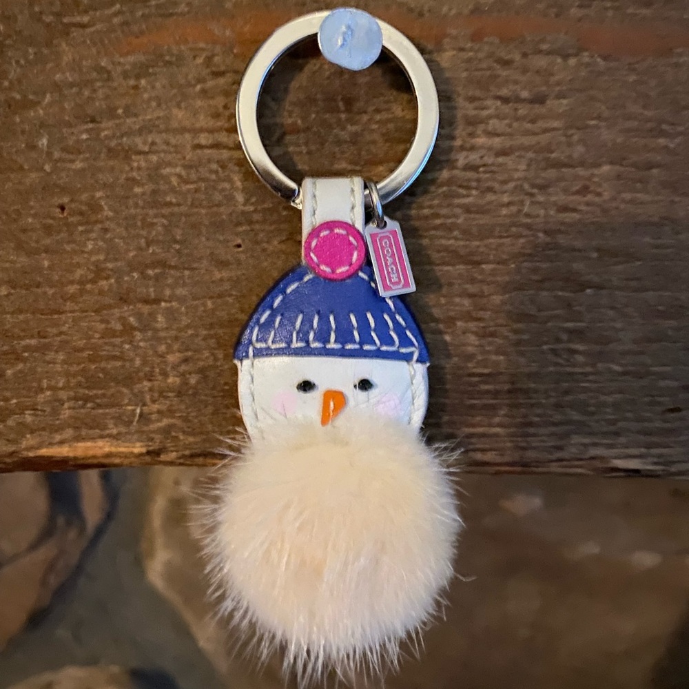 Coach Mink Snowman Key Ring Fob Purse Charm Brand New